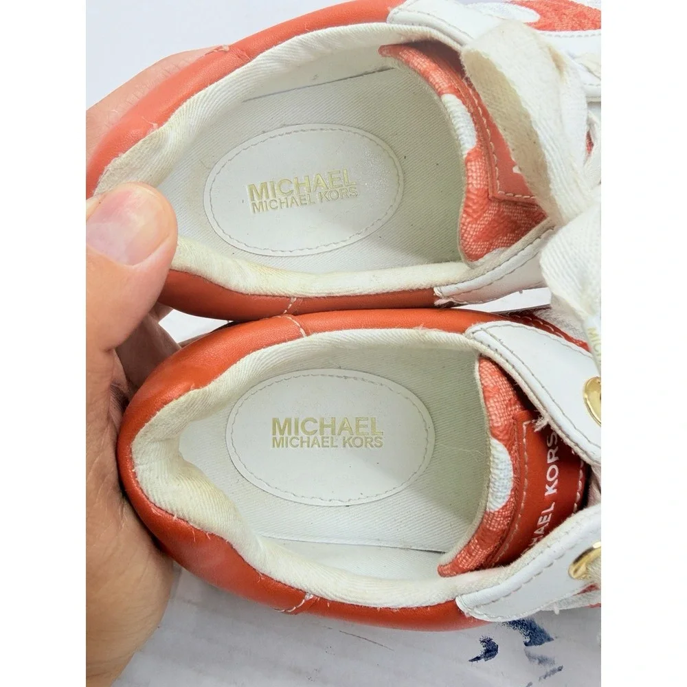 Michael Kors Romey Womens US 8 Orange Polka Dot Signature Platform Sneakers